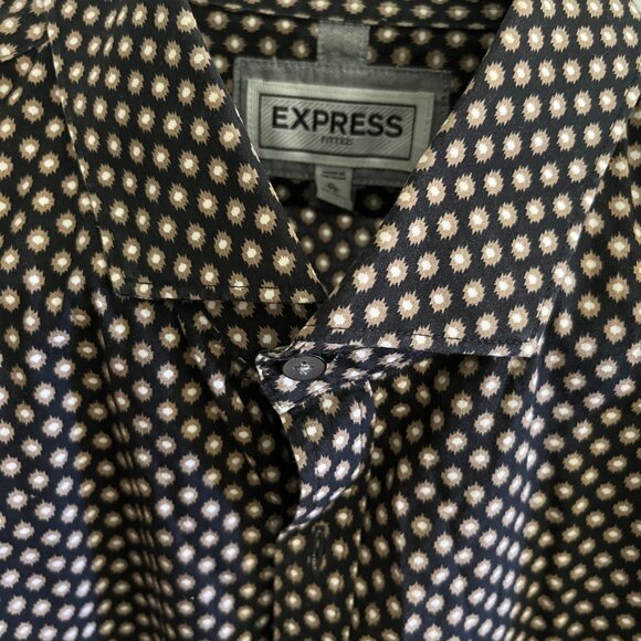 EUC Express Button Shirt Long Sleeve polka dot (M) - Picture 2 of 4